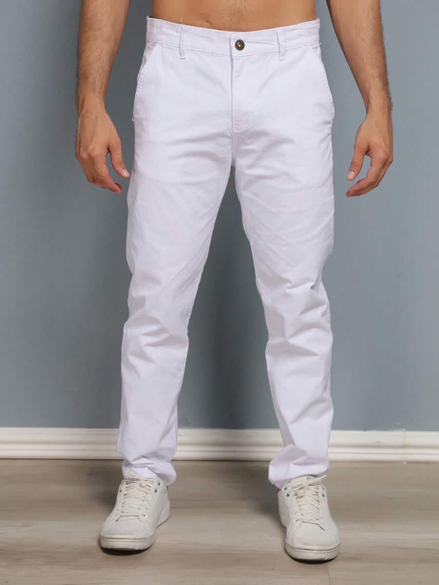 Men's Colorful Trousers Tailored Sport Slim Knife Pocket Built-In Pocket - Blanco - Ver 1