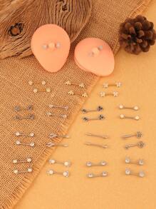 2 件装时尚欧美风格不锈钢轴女士乳头环