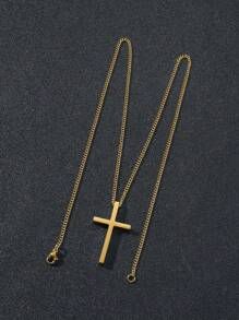 4 Pcs Hip-Hop Men's Layered Avant-Garde Style Personality Fashion Cross Pendant Necklace Set - Multicolor - View 3