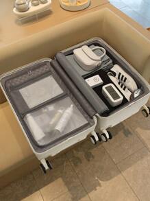 1pc Thick High Capacity Multi-Functional Explosion-Proof Zipper Swivel Wheel Suitcase With Wet Dry Separation Layer, Sports Version Suitable For School, Vacation, Business Trip, Long Journey, Good Gift Luggage Travel Suitcase Suitcases Suit Case Travel Luggage Bag For School School Accessories School Stuff