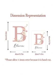 3pcs Frameless / Wood Frame Pink Personalized Name Custom Art Painting Flowers Canvas Hanging Picture Dopamine Picture Aesthetic Wall Art Kindergarten Decoration Girls Bedroom Decor Birthday Gift Gifts Graduation,Home Refresh,Home Decor Living Room - Pink - View 4
