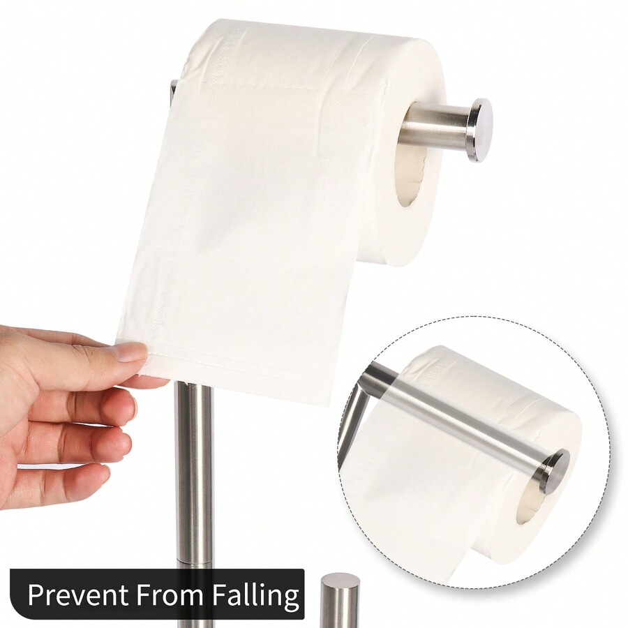 Free Standing Bathroom Toilet Paper Holder Stand With Reserve, Reserve