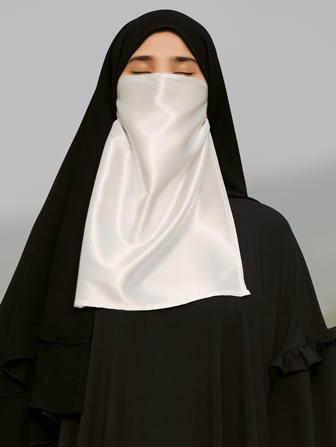 Fashionable & Versatile Solid Color Sheer Neck Face Cover Scarf, Breathable Sun Protection For Women, Middle East Dubai Style