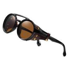 Gafas de estilo vintage de moda Steampunk resistentes al viento para montañismo, con montura redonda, gafas retro para hombres y mujeres con gafas laterales, ideales para ciclismo, motociclismo, y actividades al aire libre como la playa, vacaciones y viajes. (Estuche de gafas no incluido)