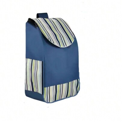 1pc Reusable Foldable Shopping Cart Bag, Large Capacity Grocery Cart Tote Replacement Liner, Lightweight Striped Design
