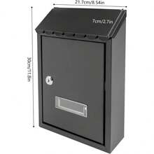 HOHOBLA LOYALHEARTDY-BTG Black Wall-Mount Mailbox, Key Lock Mail Boxes Outdoor Metal Security Key Drop Box With 2 Keys, 11.8in(H)*8.54in((L)*2.7in(W) - Black - View 2