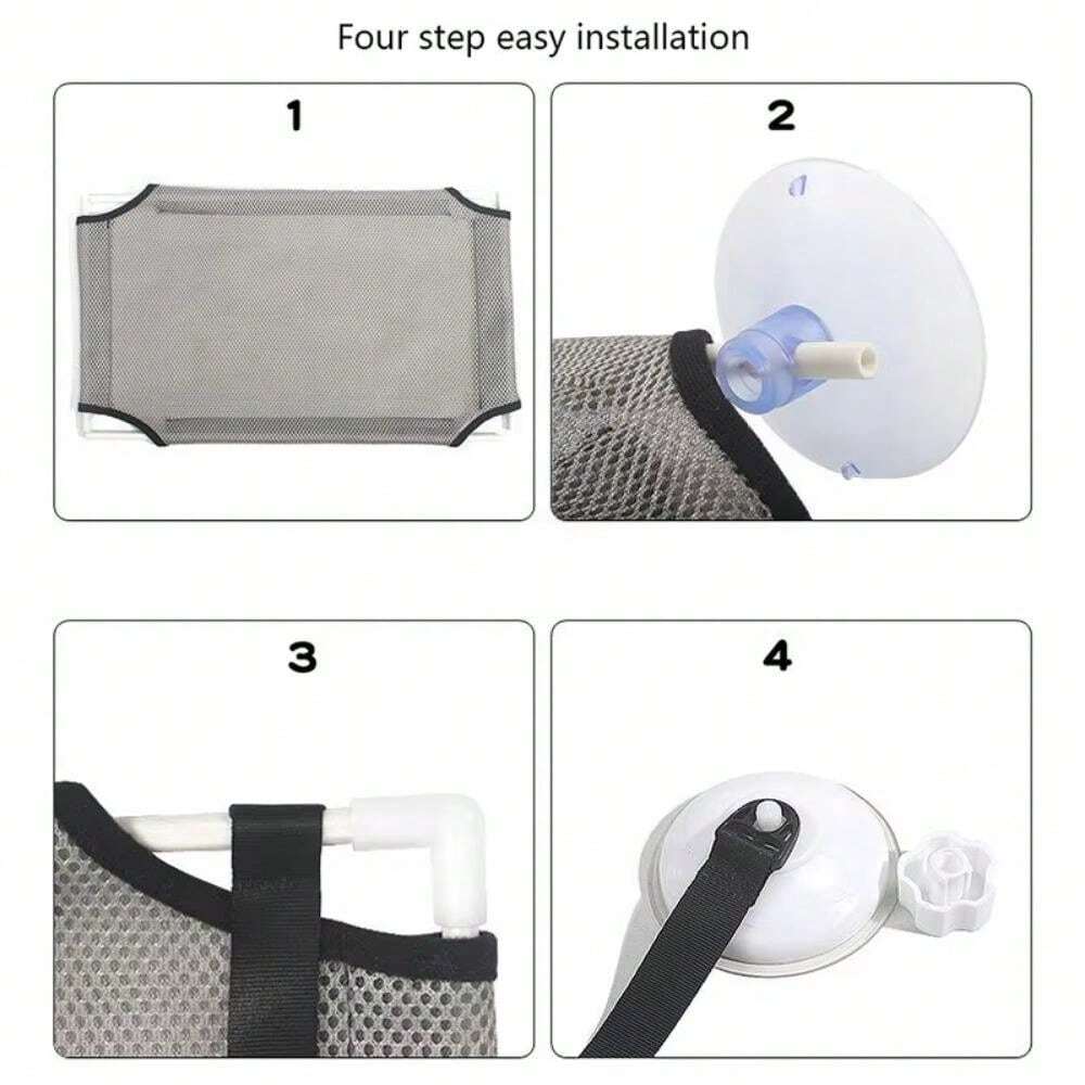 Image showcasing Suction Cup Pet Cat Hammock Dual Layer Hanging Cat Basket Bed For ...