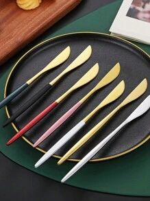 2/6/12/24件金色不锈钢牛排刀，适用于家庭厨房、派对和餐厅 - 金色 - 查看 3