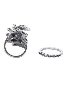 2 chiếc nhẫn xếp chồng tinh tế - Bộ cô dâu đính đá Zirconia màu nước khảm, tùy chọn màu tím/xanh lam, hoàn hảo cho trang phục hàng ngày và trang trí Halloween, phụ kiện thanh lịch cho phụ nữ - Nhiều màu - Xem 20
