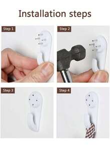 10 件装家居防跟踪钉装饰画挂画防跟踪挂钩钟表悬挂塑料挂钩壁挂相框墙钉十字绣框架照片墙防跟踪钉安装配件 - 白色 - 查看 3