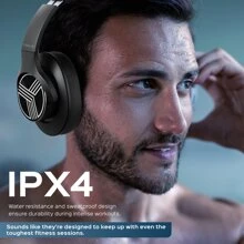 Z2 Bluetooth Headphones, Over-Ear, Active Noise Cancelling, Wireless, 35H Battery, Mic For Sport & Gym, Deep Bass, Signature-HD Sound - Black and White - View 9