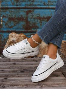 Giày thể thao màu trắng size 36-42 Giày thường ngày nhẹ, Giày thể thao phong cách mới, Đế mềm không gây mỏi chân, Phù hợp cho học sinh, Giày thể thao thời trang - trắng - Xem 5