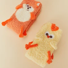 Miniso Colección de pollo DunDun Calcetines caseros cálidos de invierno suaves y agradables para la piel bonitos y encantadores - Naranja - Ver 1