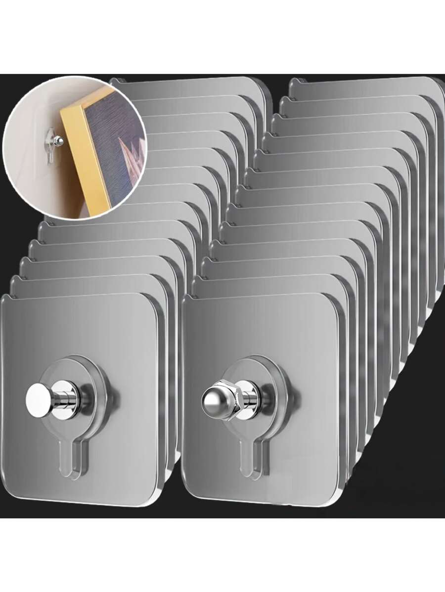 Modern Wall Mounted Practical Hook - Easy To Install, Strong Adhesive, No Drilling Required, Waterproof Plastic Hook, Suitable For Pictures, Photo Frames, Posters, Clocks In Kitchens And Bathrooms - No Nail Sticker - View 1