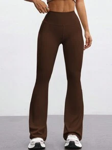 FWH Pantalones elegantes, de estilo casual sencillo, que levantan y realzan el trasero, de moda informal chic, con estilo retro, de lujo discreto, que estiliza las piernas, clásicos y de alta gama, de cintura alta versátiles acampanados, de nuevo estilo europeo, que tonifican la cintura, pantalones anchos de yoga para fitness