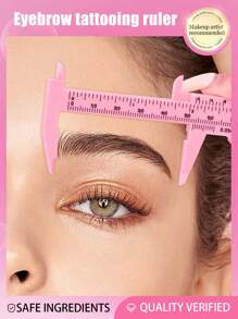 1pc Mini Plastic Eyebrow Ruler, Eyebrow Drawing Ruler Tool, Mini Vernier Caliper Dual Scale Plastic Ruler, Vernier Caliper Micro-Engraved Eyebrow Tattoo Artist Makeup Ruler (Pink), Portable Plastic Eyebrow Ruler, Vernier Caliper, Tattoo Ruler, Ruler, Permanent Makeup Measuring Tool, Makeup Tool, Eyebrow Ruler + Eyebrow Positioning Line (Black Ink),Giveaways,Travel,Cheap Stuff,Travel Essential - Multicolor - View 5