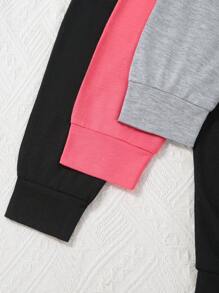 3pcs Young Girls' Spring & Autumn Casual Unicorn Print Elastic Waist Sweatpants Set