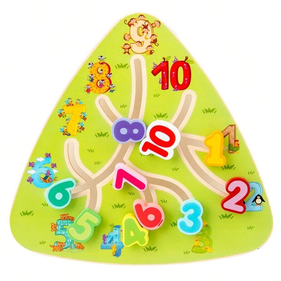 1pc Wooden Route Planning Game Board, Baby Transportation, Fruit