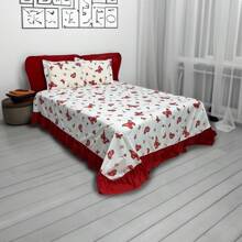 Charlotte Bedspread Bedspread Queen Size Double Bed With 3 Pieces For Gift With Pillowcase - 紅色蝴蝶 - 查看 4