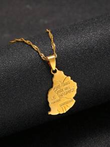 1pc Fashion Personalized Map Pendant Necklace Suitable For Male And Female Couple Jewelry Gifts