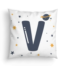 Arte e Cores 4 Decorative Pillow Covers Astronaut Rocket With Initial Name For Boy's Bedroom - 45 X 45cm - V - 查看 1