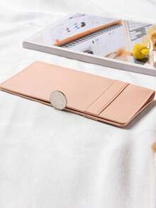 Lång smal plånbok för kvinnor, moderiktig kuvertväska med 12 kortfack, tryckknappsknäppning, vertikal researrangör i PU-läder