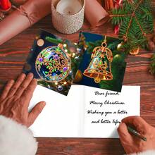 12 件钻石画套装：冬季仙境贺卡 - 雪景中的可爱小猫和小狗 - 非常适合圣诞节和新年祝福 - 彩色 - 查看 9