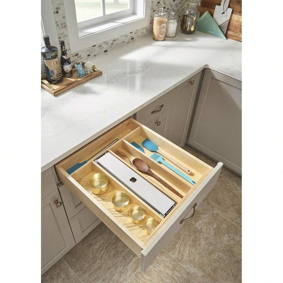 TrimToFit Silverware Drawer Organizer For Kitchen Utensils, Cutlery