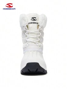 HOBIBEAR Giày bốt đi tuyết ấm áp cho nữ có đế dày, mũi tròn, chống trượt, mũi giày được gia cố, giày đi bộ đường dài thông thường cho mùa đông - trắng - Xem 4
