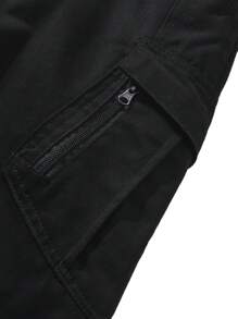 Men's Solid Color Casual Overalls Trousers Elastic Waist Adjustable Spring And Autumn Four Seasons