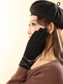 1Pair Women's Winter Gloves Windproof And Warm, Thermal Lined, Touch Screen Compatible, Full Finger Gloves For Cycling, Driving - Multicolor - View 6