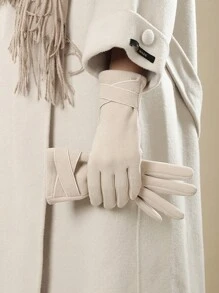 1Pair Women's Winter Gloves Windproof And Warm, Thermal Lined, Touch Screen Compatible, Full Finger Gloves For Cycling, Driving - Multicolor - View 1