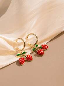 1 Cặp bông tai hình quả dâu tây và anh đào dễ thương cho bé gái, ngọt ngào và hợp thời trang dành cho thanh thiếu niên - Nhiều màu - Xem 10