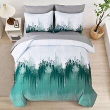 7 Pieces Comforter Set Queen King Aqua Bed In A Bag Abstract Gradient Comforter Dusty Blue Soft Microfiber Bedding Sets With Comforter, Flat Sheet, Fitted Sheet, Pillow Shams,Pillowcases