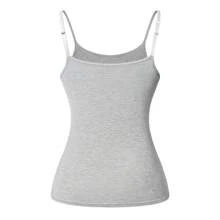 2 In 1 Built In Bra Women Cami Vest Camisole Tank Top Underwear Undershirts Sports Yoga Casual Padded Bra - 灰色 - 查看 7