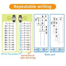 Kids Math Multiplication And Division Flash Cards With 2 Pens, Children Math Practice Book,Can Be Erased And Rewritten - White - View 9