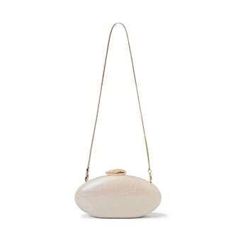 1 件时尚亚克力亮面女士晚宴包，蛋形斜挎包，配有可拆卸金链，适合婚礼、派对、度假