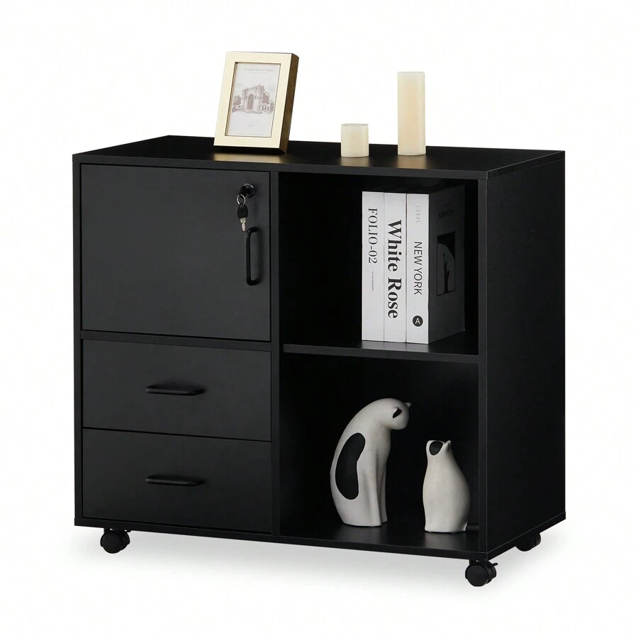 CLIPOP 2-Drawer Mobile Filing Cabinet With Storage Compartment And Open ...