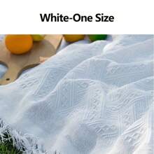 1 件复古传统几何图案沙发地毯毯沙发毛巾毯套适用于室内装饰和户外露营野餐，野餐毯 - 白色 - 查看 15