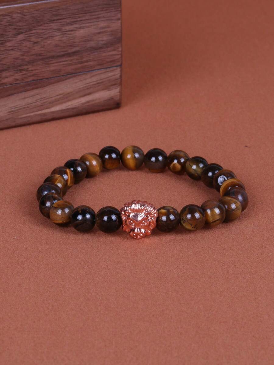 1 件/套多色串珠狮头装饰手链系列 - 獅子頭石珠手鍊 - 查看 1