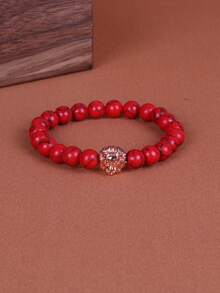 1 件/套多色串珠狮头装饰手链系列 - 獅子頭石珠手鍊 - 查看 4