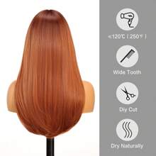 Peluca rubia larga en capas con flequillo, pelucas de cabello lacio para mujeres, peluca de cabello sintético resistente al calor de aspecto natural para uso diario de cosplay de fiesta de 20 pulgadas