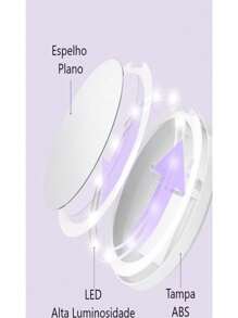 Led Light Mirror Illuminator Table Makeup Portable USB Battery Magnification Up To 10X - 白色 - 查看 4