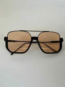 Fashion Retro Aviator Frame Glasses Metal And Plastic For Women Outdoor Travel - 杏色 - 查看 1