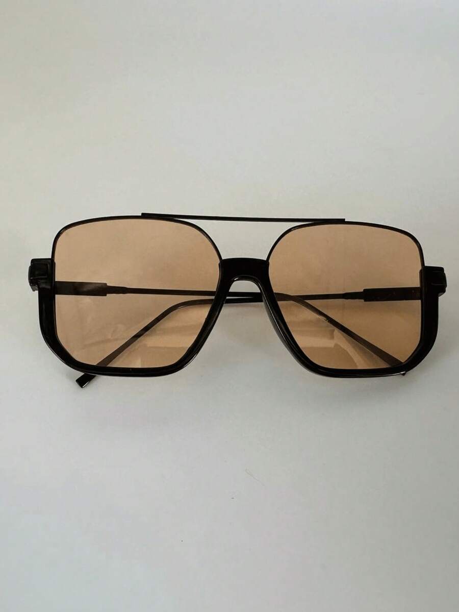 Fashion Retro Aviator Frame Glasses Metal And Plastic For Women Outdoor Travel - 杏色 - 查看 1