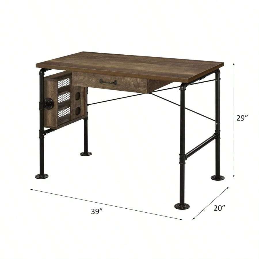 Industrial Style Rectangular Writing Desk , Wooden Desktop With Metal