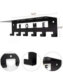 Perchero de pared con estante, perchero de pared negro con 6 ganchos para la entrada, perchero para colgar chaquetas, llaves, carteras y sombreros