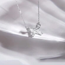 1pc Bow-Knot Necklace, Women Luxury Necklace Design, Collarbone Chain, INS Style Neck Chain, Elegant Necklace For Daily Wear, Party & Street, Available In Gold & Silver Color Valentines,Mom,Mother,Mother's Day,Gift