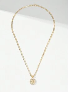 1pc European Style Copper Inlaid Zirconia 14K Gold Virgin Mary Pendant Necklace, Suitable As Mother's/Valentine's Gift, Daily & Festival Wear