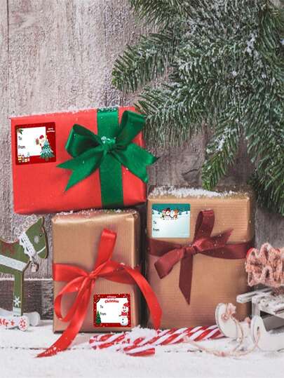 30/60/120PCS Merry Christmas Blessing Gift Gift Decoration Message Sticker, Christmas Label, Holiday Decoration Self-Adhesive Sticker Label